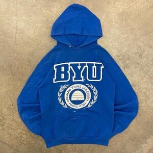 Vintage BYU Brigham Young University Cougars 80s Provo Utah Miller Hoodie Size L